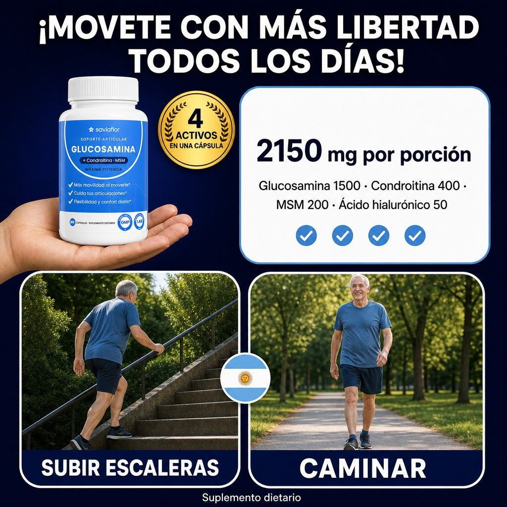 SAVIAFLOR Articulaciones — Glucosamina, Condroitina, MSM y Ácido Hialurónico