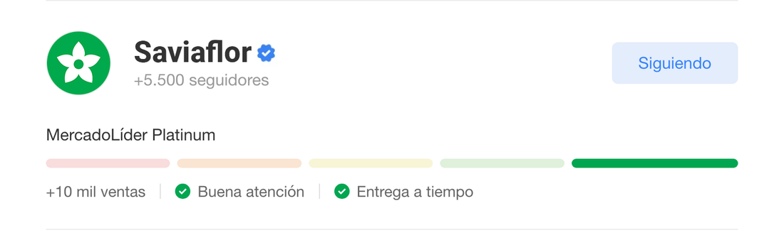 Saviaflor en Mercado Libre — MercadoLíder Platinum, +10 mil ventas, buena atención, entrega a tiempo